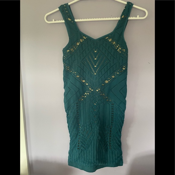 FREE PEOPLE Medallion Seamless Crochet Lace Slip Dress Teal Blue - Picture 6 of 7